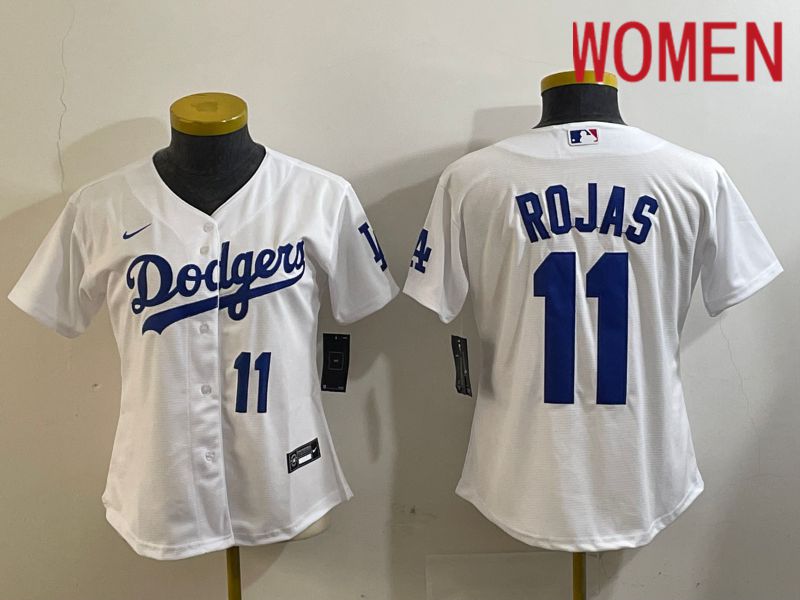 Women Los Angeles Dodgers #11 Rojas White Game 2024 Nike MLB Jersey style 3